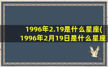 1996年2.19是什么星座(1996年2月19日是什么星座农 🍁 历)